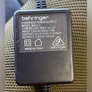 Behringer MXUL3 Eurorack Mixer Power Supply 5-Pin DIN Adapter